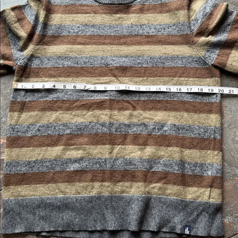 The North Face Wool Cotton Blend Long Sleeve Sweater - Stripes gray brown - L